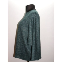 Błyszczący zielony sweter w stylu OVERSIZE ze srebrną niteczką